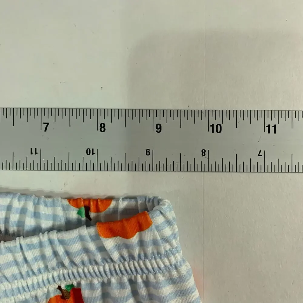Cecil and Lou 8 Blue Striped Pumpkin Print Pajamas 2 Piece Set Fall Autumn